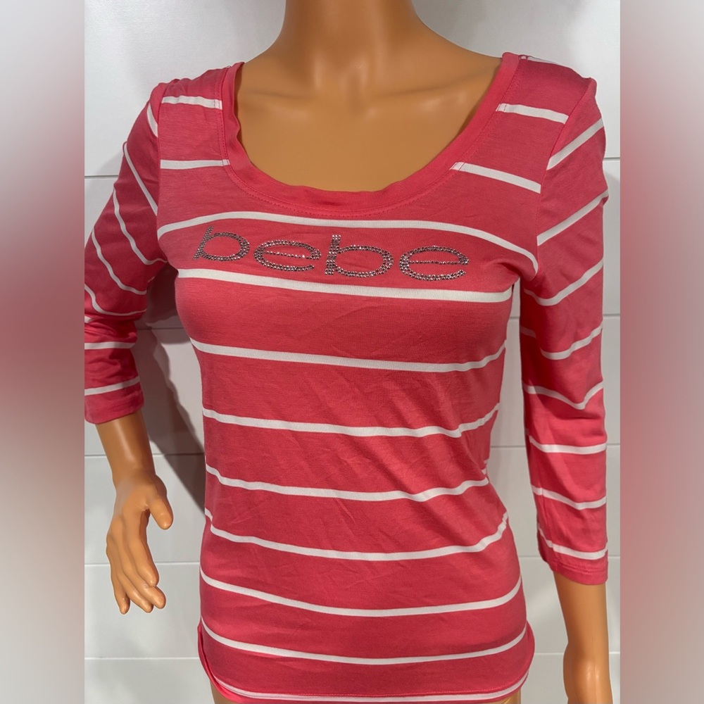 Bebe Pink and White Striped Long Sleeve Top
With Bebe in sparkle